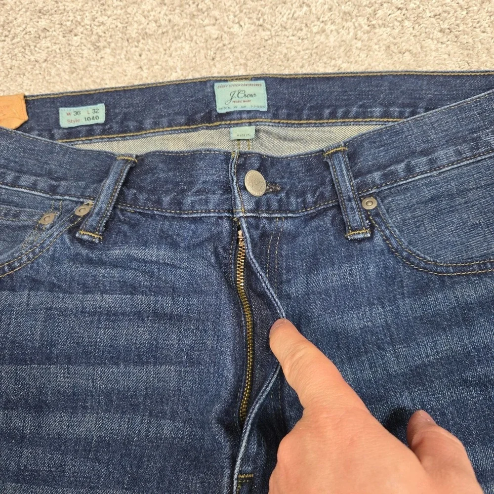 J Crew Jeans Mens 36x32 Blue 1040 Straight Leg Tapered Denim 100% Cotton NEW